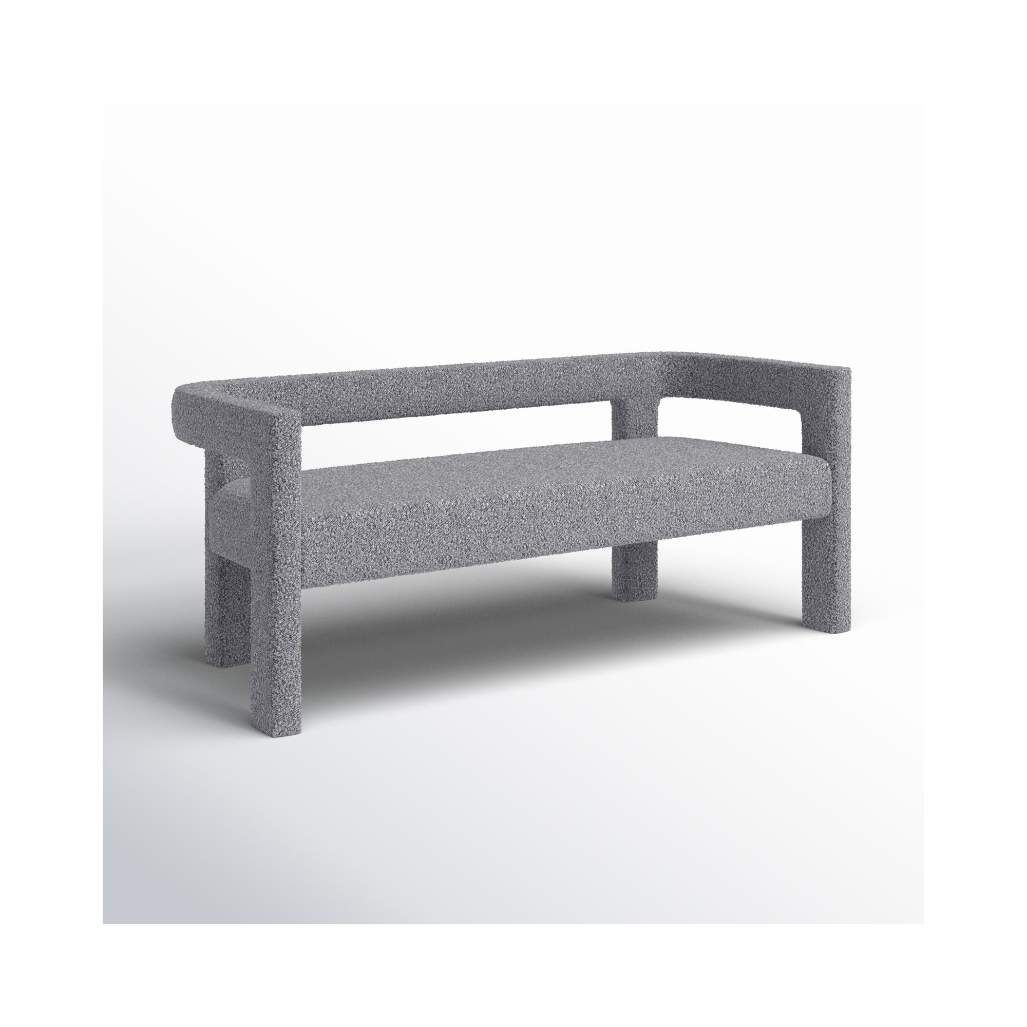 Cedernier Upholstered Boucle Bench, Gray