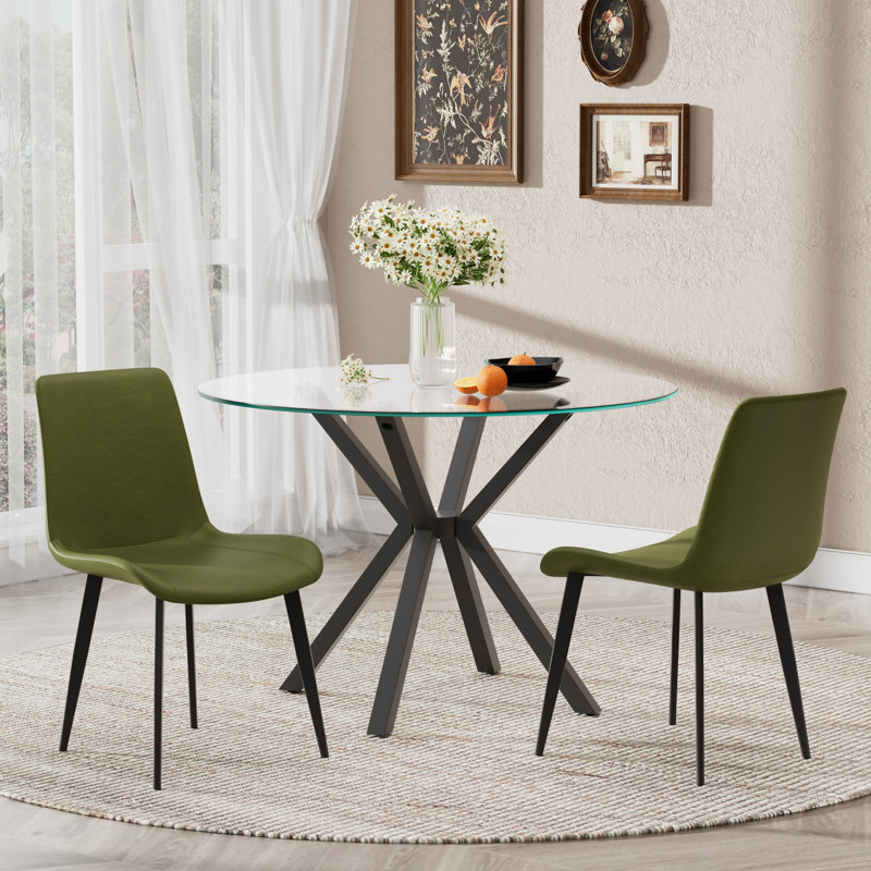 Ensemble de salle à manger Modern, 3 Pieces: Table, 2 Chairs, Green, Noir