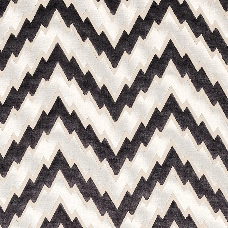 Florentine Chevron Velvet Fabric, Black