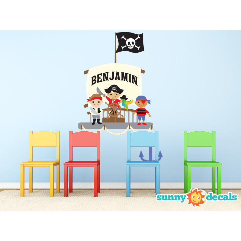 Adhésif décoratif bateau pirate avec nom personnalisé, Oui