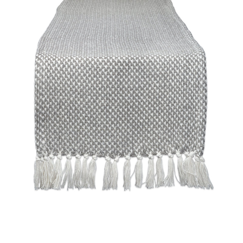 Chemin de table 100% coton de couleur unie Chrystian, Gris