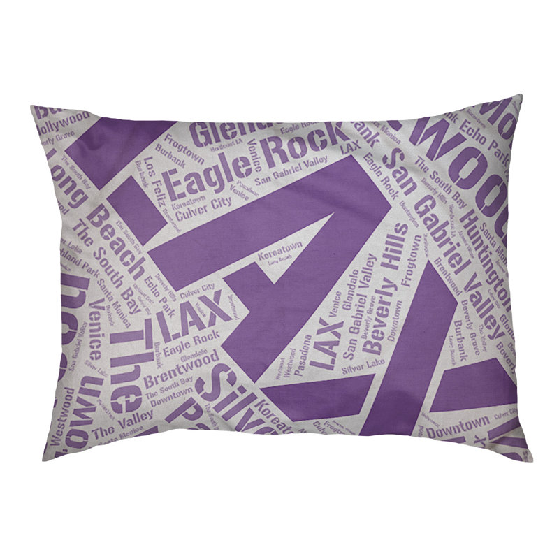 Coussin de chien « districts », Los Angeles, Moyen (H 9,5 po x l 28 po x P 18 po), Mauve