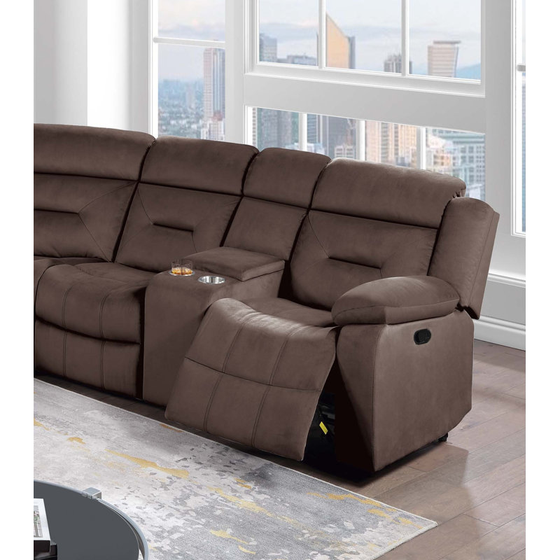 Verna manual motion sectional, Velours chocolat