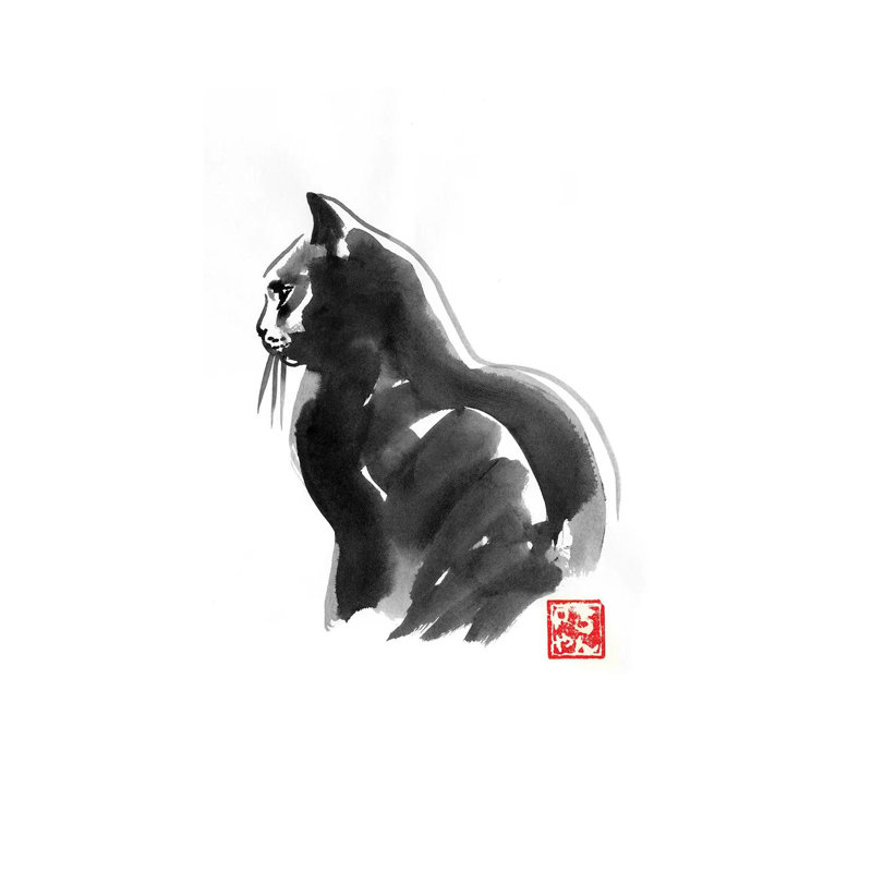 Profile Cat by Péchane - Painting on Canvas, Wrapped Canvas, 20.32 cm H x 30.48 cm W
