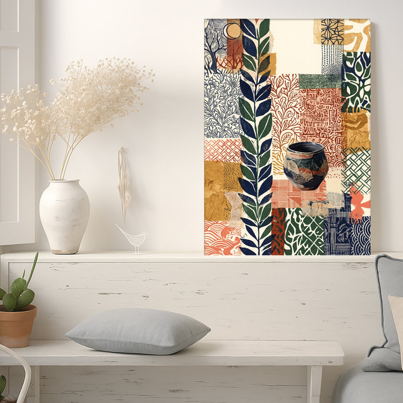 Art mural sur toile Botanical Leaf Collage, H 18 po x l 12 po