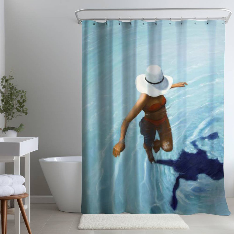 Shower Curtain FI64 – Polyester Shower Curtain, Dye Sublimation Print, 71" W × 74" L