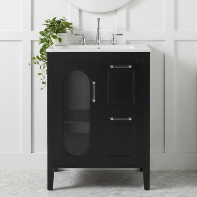 Meuble-lavabo simple 24 po avec lavabo, noir