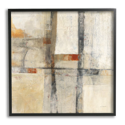 Abstraction géométrique beige, impression sur bois