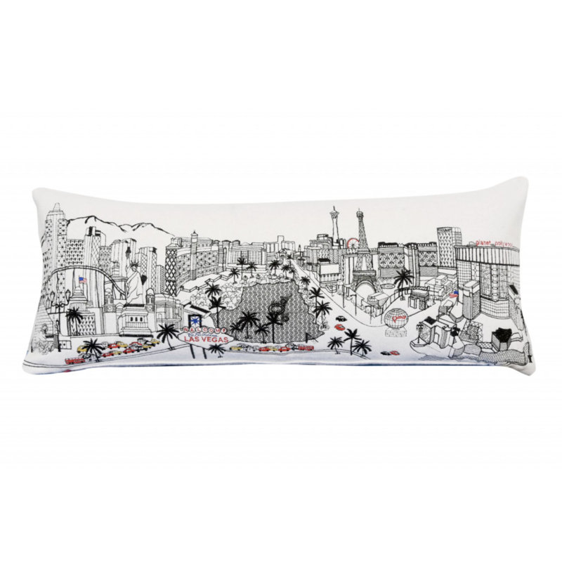As Vegas Skyline Lumbar Decorative Pillow, White