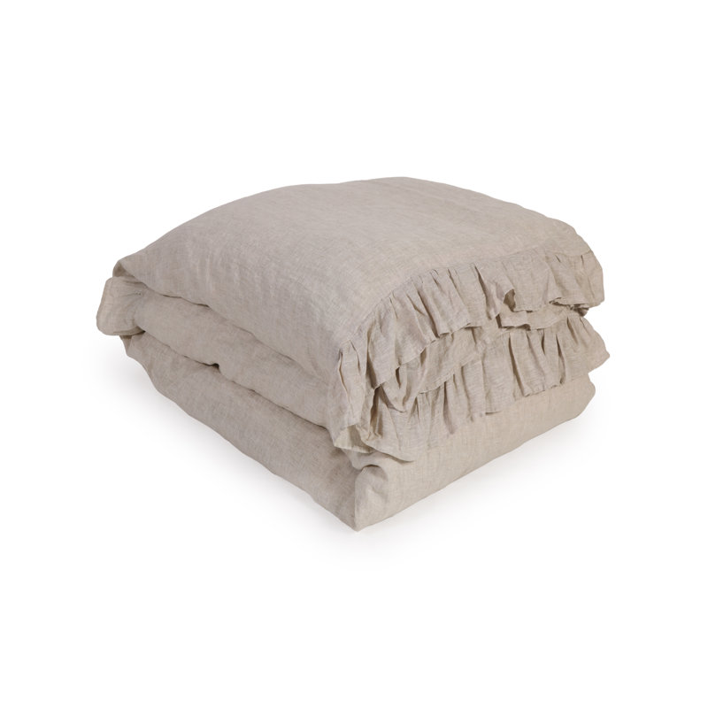 Charlie Linen Machine Woven Duvet Cover, Twin Duvet Cover, Flax