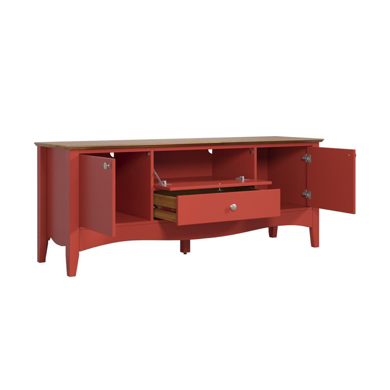 Delrick TV Stand, Red/Brown