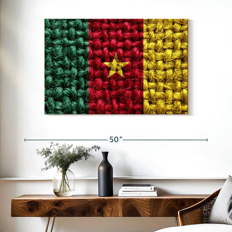 Borges Straw Weave Cameroon Flag, 26" H x 39" W