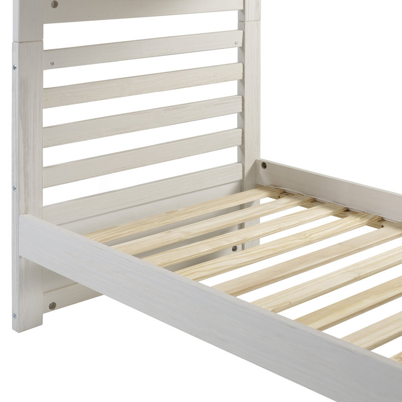 Lit superposé standard en bois massif à 2 tiroirs Huseman par Lark Manor ™, Brouillard blanc
