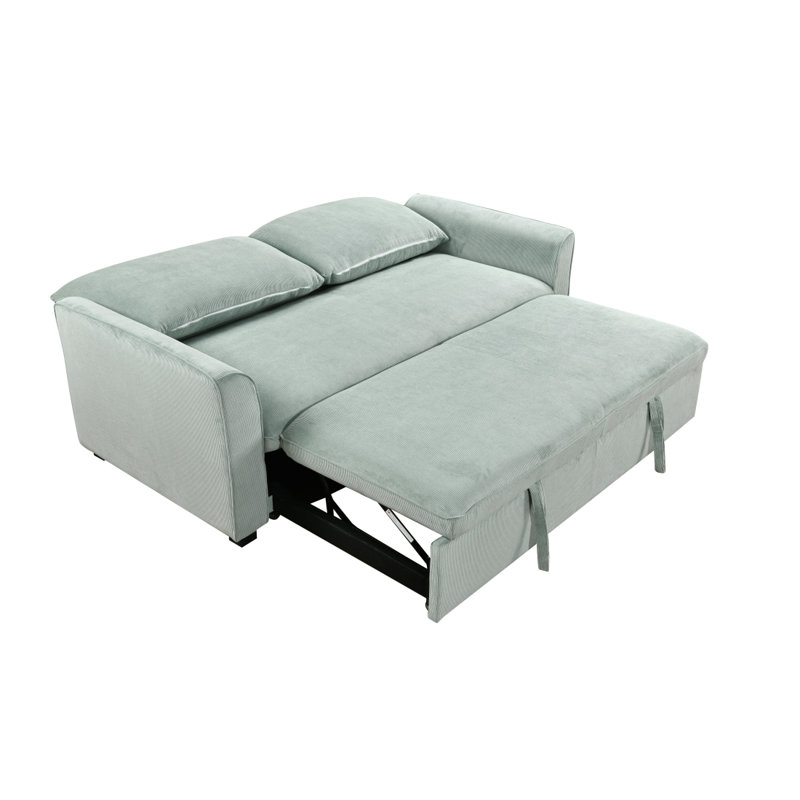 Canapé-lit convertible grand format à accoudoirs carrés de 78 po Tekeyla, H 38 po x l 78 po x P 37 po, Tissu vert pâle