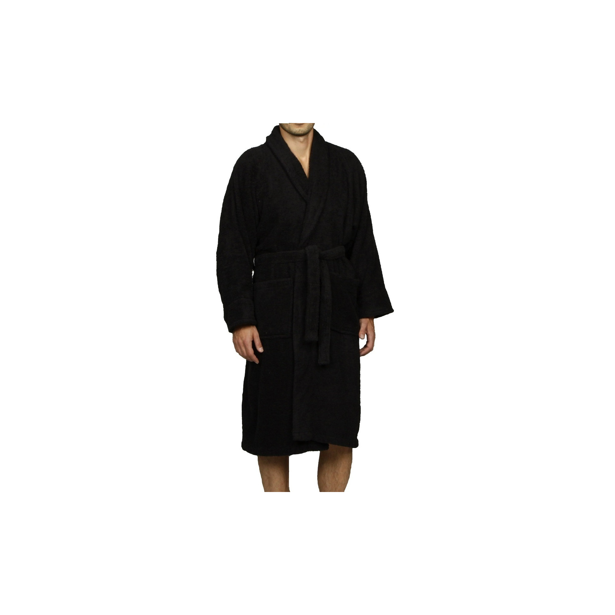 100% Cotton Bathrobe, Black, L