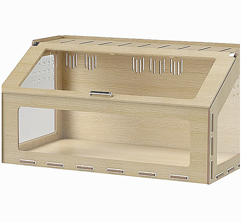 Cage à hamster 39 po avec fenêtre et plateau ouvrable, chêne