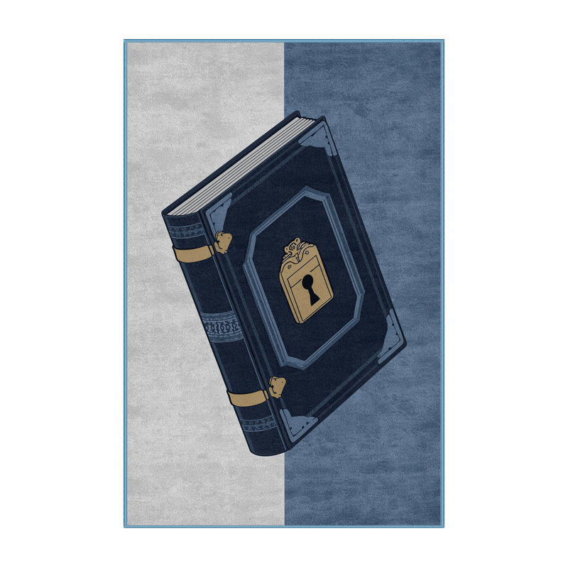 Tapis bleu moelleux moelleux à poils longs avec reliure bleue, 5 x 7