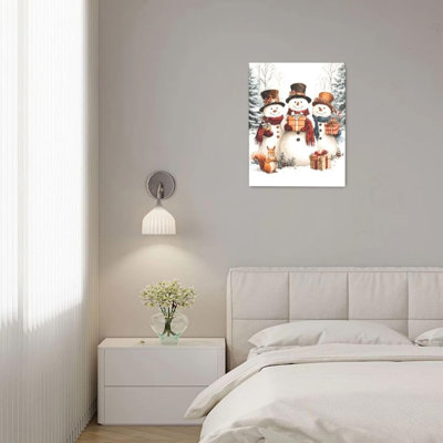 Decoration Snowman Unframed Canvas Wall Art 16" X 20"