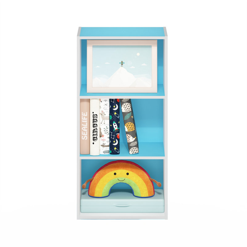 Cannice Bookcase, Light Blue/White, (3 Shelves) 31.4" H x 15.6" W x 9.3" D