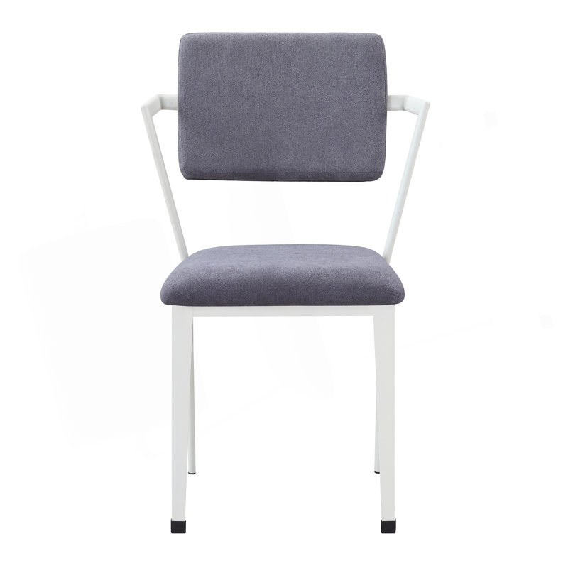 Chaise de bureau rembourrée grise et blanche