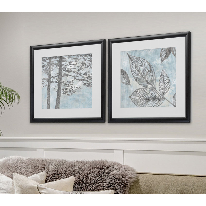 " Soft Silhouette Trees " 2 - Pieces, Black Framed