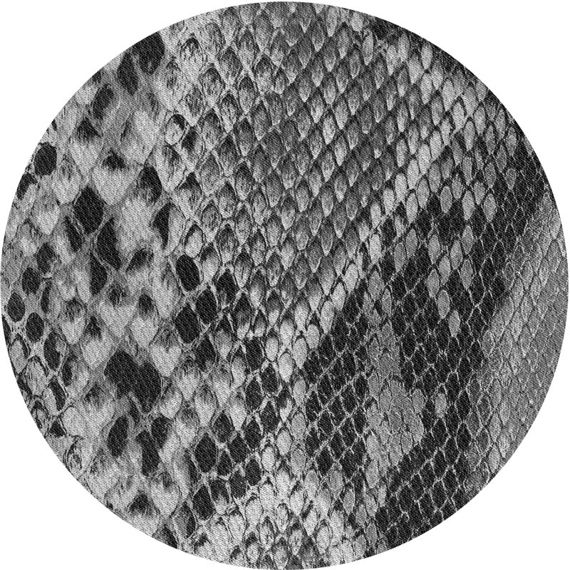 Tapis noir / gris à imprimé animal, Rond 4 pi