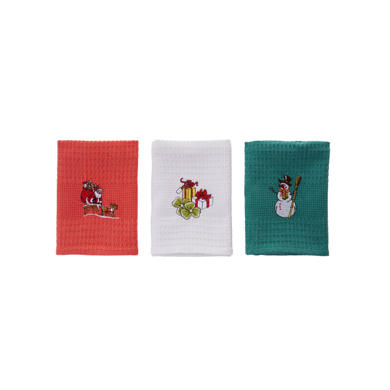 Premium Christmas Kitchen Towel Set (3 Pieces), 100% Cotton, 19.7 x 27.6 inches | Machine Washable, Low Tumble Dry | Perfect for Holiday Cooking & Entertaining, Soft and Absorbent Design