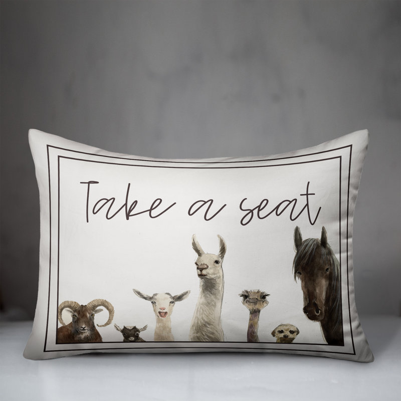  Take a Seat Animals Rectangular Pillow Cover & Insert