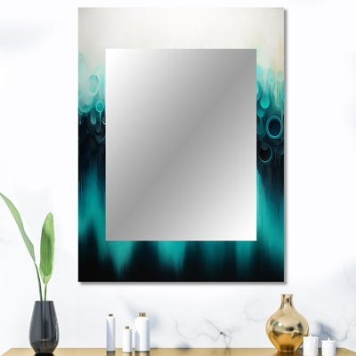 Bleu et noir ondulation abstraite Medley I - miroir abstrait, miroir mural décoratif bleu, impression d'art en métal