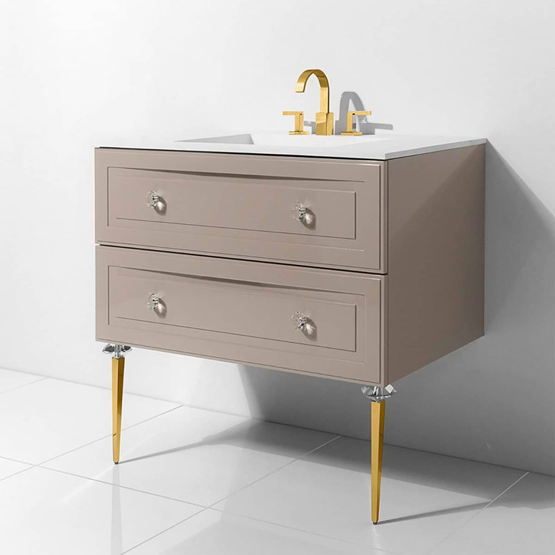 Alma 30.25" Wall Mounted Single Bathroom Vanity with Top, Crema Beige