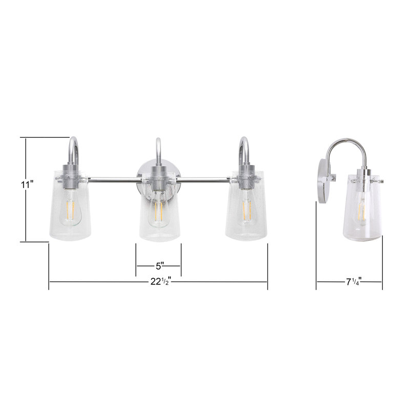 Éclairage de salle de bain à intensité variable à 3 lumières DEL Gutierrez, Chrome poli
