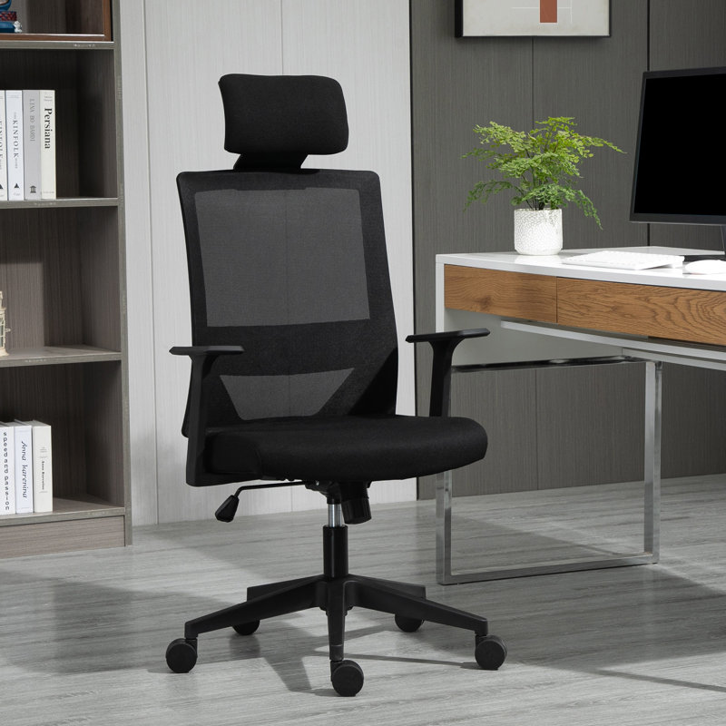 Chaise de travail ergonomique en filet Alterik, Noir, Noir