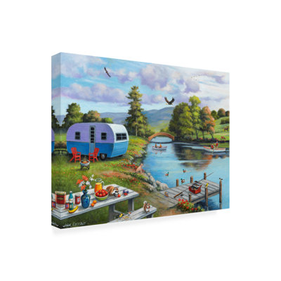 Brunetti pêche sur la rivière sur toile