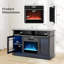 Meuble télé avec foyer électrique et lumières à DEL avec armoires de rangement télécommandées-697107940
