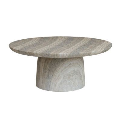 Table ronde d'intérieur / extérieur en pierre écologique avec finition en travertin