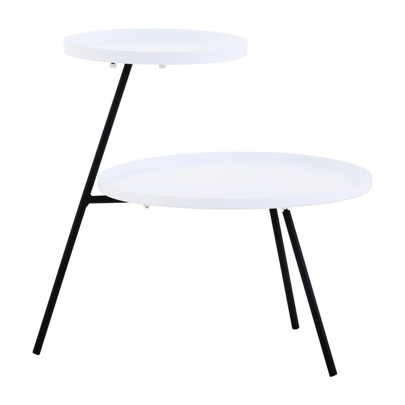 Alexica End Table, White, White/Black