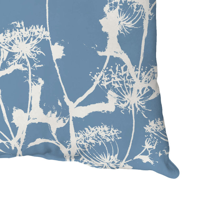 Floral Outdoor Reversible Throw Pillow, 16" x 16", Blue