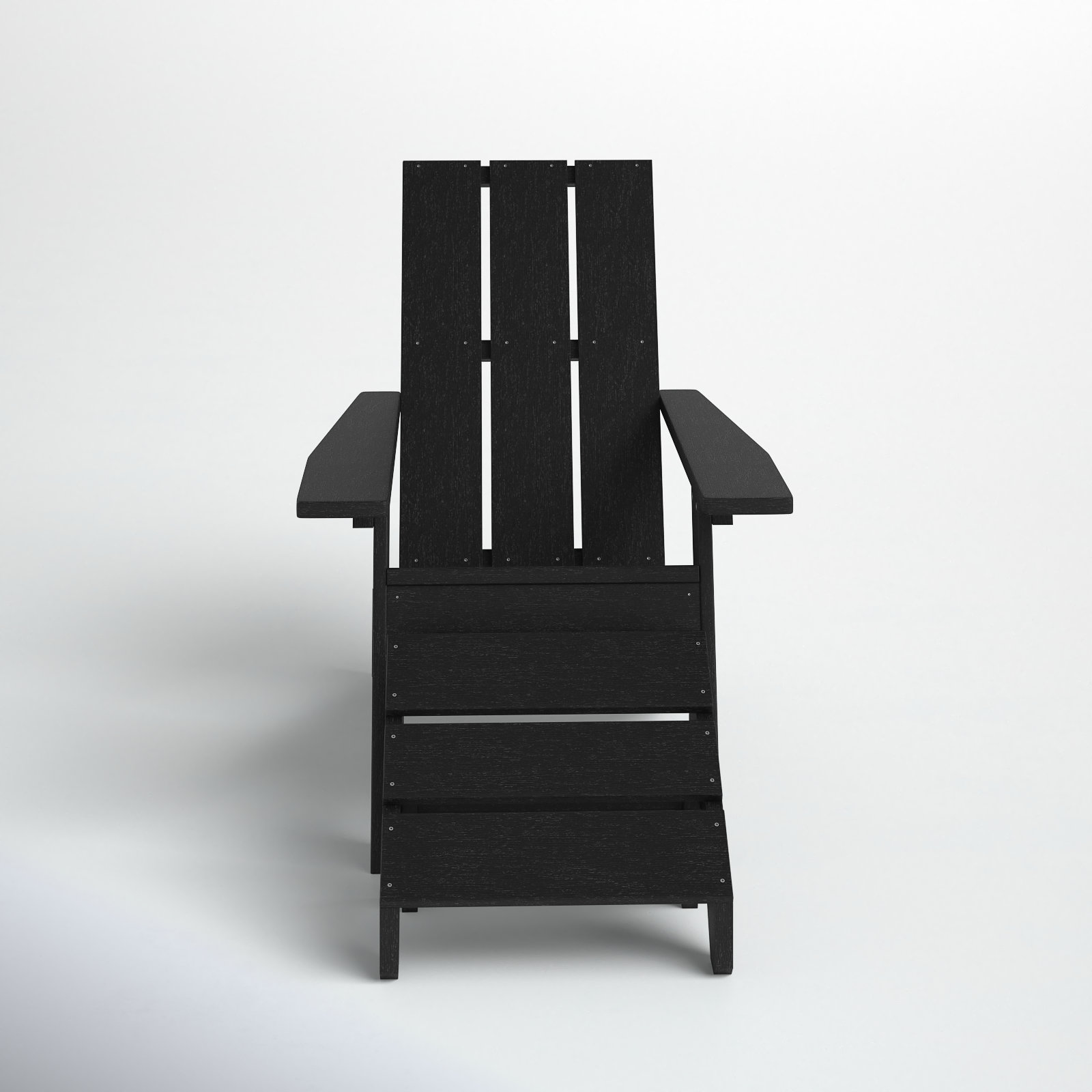 Byrnes Outdoor Adirondack Chair With Ottoman, Black