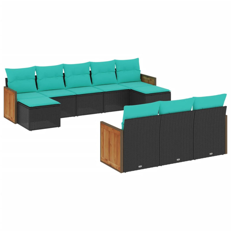  Patio Sofa Set Black, Blue