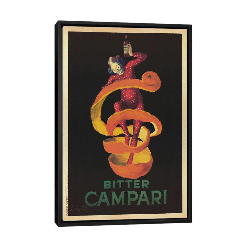 « Bitter Campari (Vintage) » par Leonetto Cappiello, affiche vintage sur toile, H 26 po x l 18 po x P 1,5 po, Pas de tapis