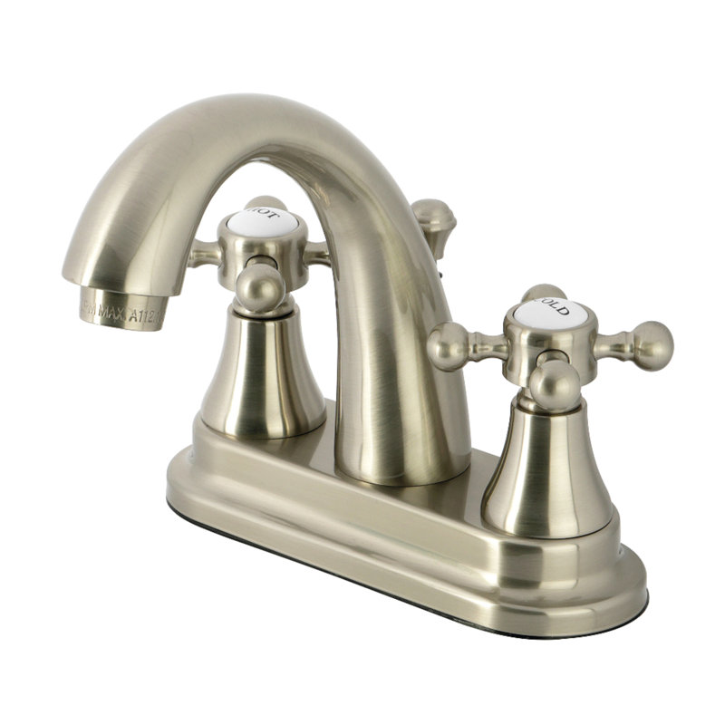 Robinet pour salle de bain avec ensemble de drain central à English Country, Nickel brossé