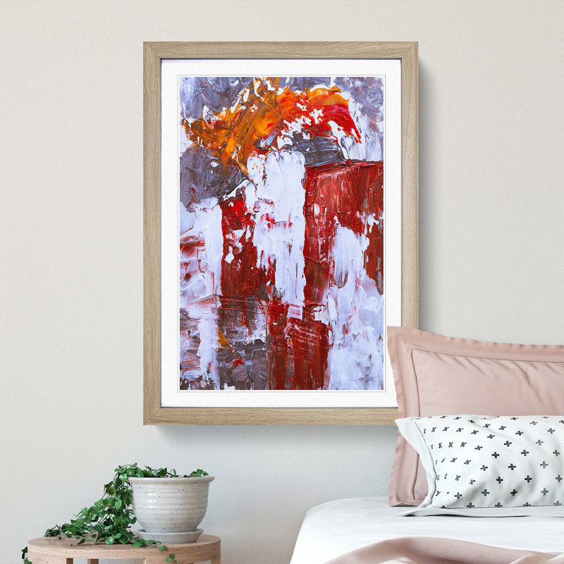 Abstract Art Painting Vol.45 by S.Johnson - Framed Print, 87cm H x 62cm W x 2cm D, Oak Framed