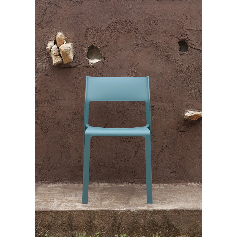 Wynward Stacking Patio Dining Side Chair with Cushion, Rosa