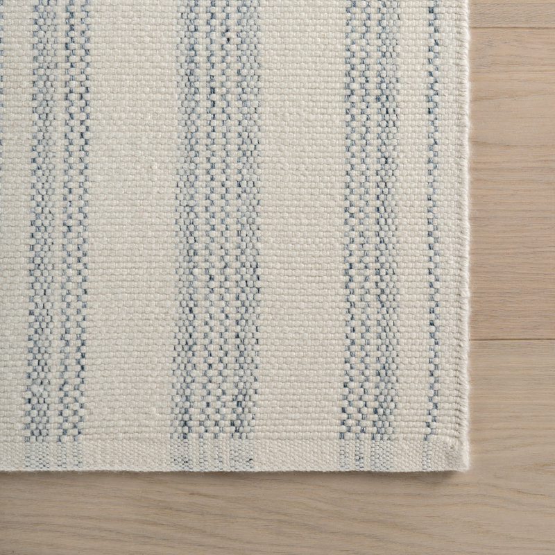 Nexel Striped Farmhouse Rug, Blue, Rectangle 2' x 3'