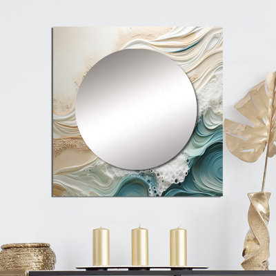 Gelula - Miroir carré bleu moderne et beige