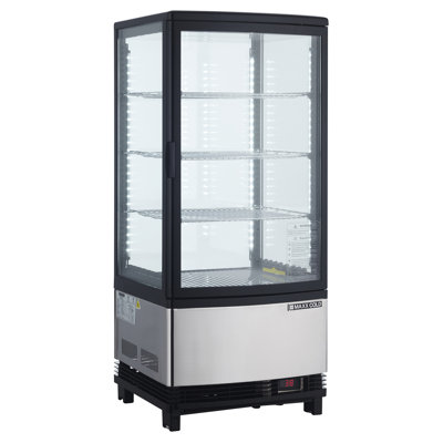 Maxx Cold 4-Sided Glass Merchandiser Refrigerator, Countertop/Floor Display, Black/Stainless Steel