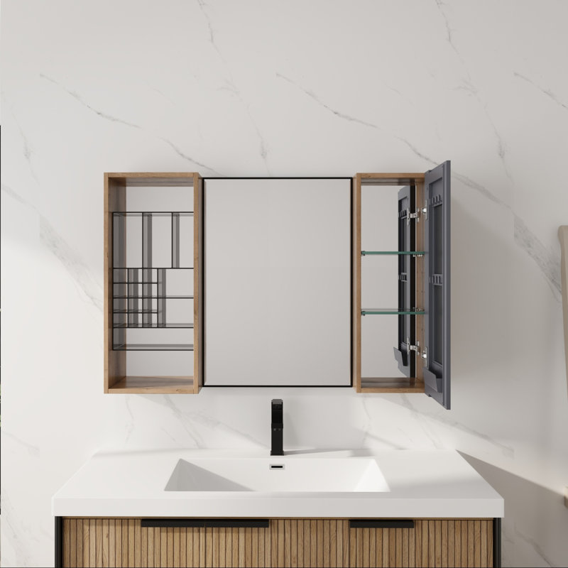 Armoires à pharmacie compactes avec rangement, maison moderne en bois 41,3 po