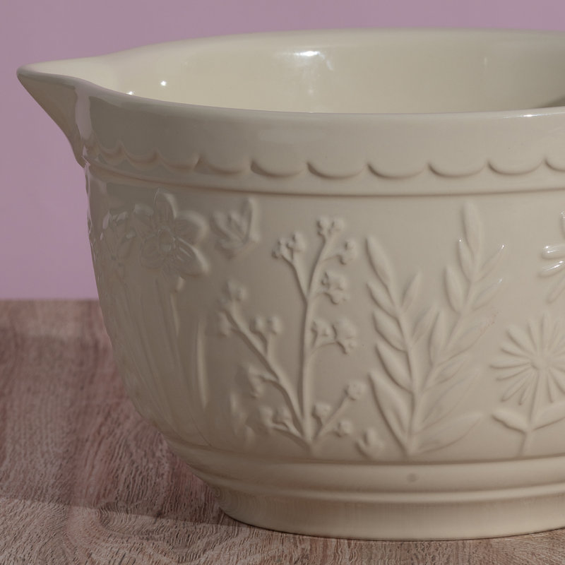 Cream Ceramic 1.9L Batter Bowl with Handle