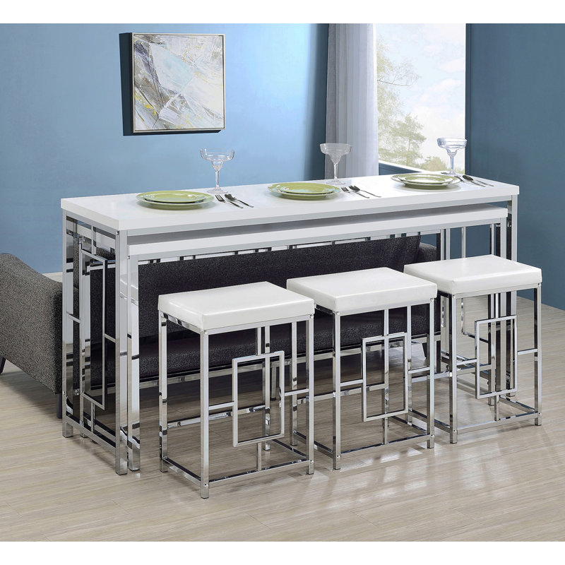 Table à hauteur de comptoir 5 pièces Laguna, H 36 po x l 71,25 po x P 18 po, 5 pièces: table, 4 chaises