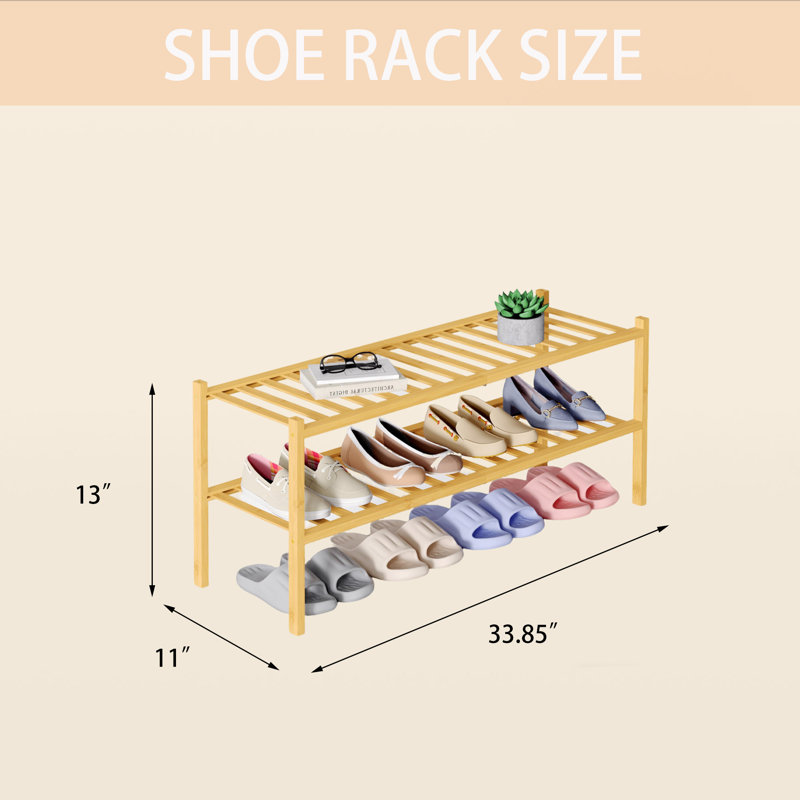 Range-chaussures empilable en bambou, 13 po H x 33,85 po L x 11 po P